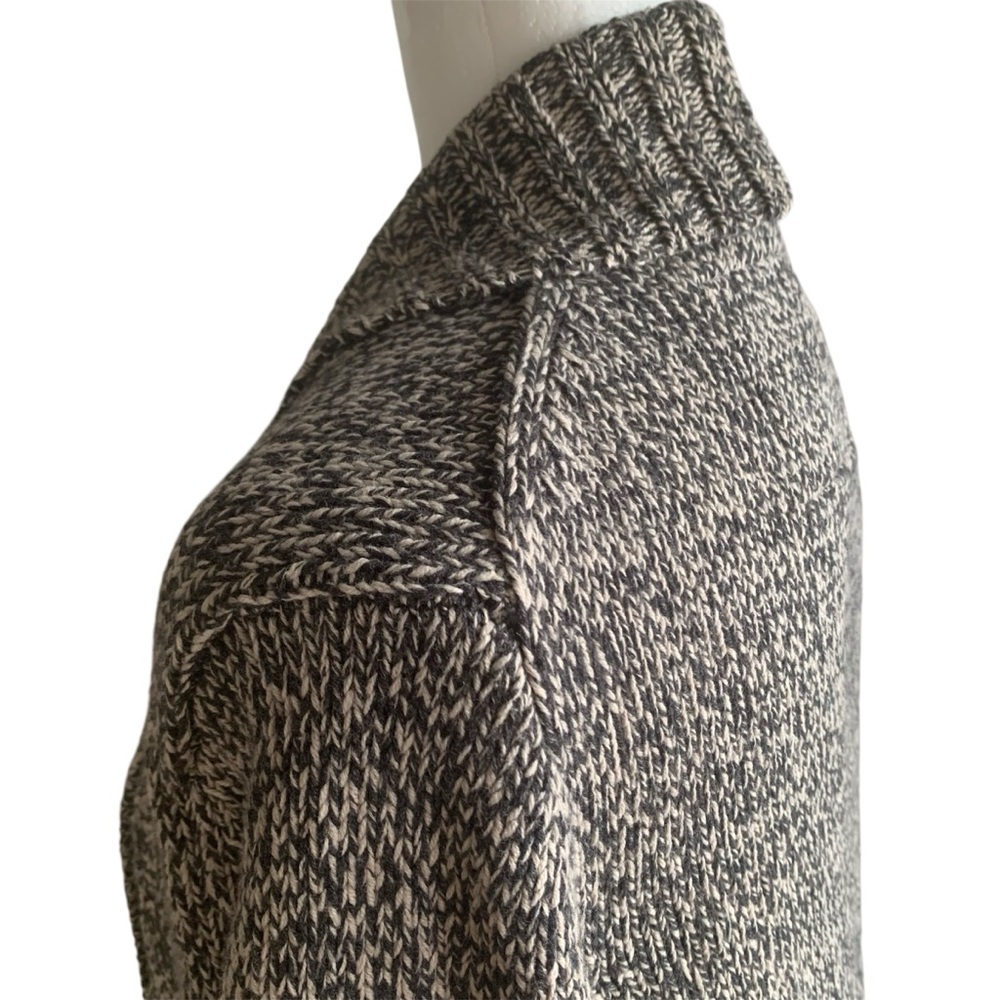 Roots Cabin Sweater Coat 3/4 Length Shawl Salt Pepper Knit Taupe, Red Cuff XS - Picture 6 of 12